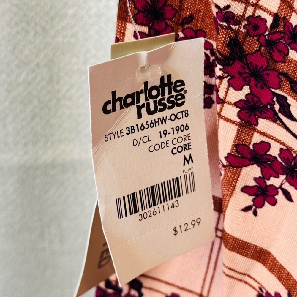 Charlotte Russe Floral Plaid Leggings Med - Picture 5 of 7